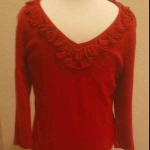 Scallop Fringe Scoopneck Blouse